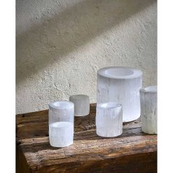 Pomax Photophores / T-Lights | Selena - Photophore - Selenite - Dia 7 X H 8 Cm - Blanc