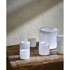 Pomax Photophores / T-Lights | Selena - Photophore - Selenite - Dia 6 X H 5 Cm - Blanc