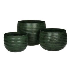 Pomax Cache-Pots | Blossom - Set/3 Pots A Fleurs - Metal - Dia 15/17/22 X H 11/13/17 Cm - Vert