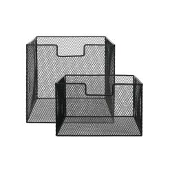 Pomax Concepts Modulaires | Eszential - Set/2 Paniers - Metal - L 31,5 X W 29,5 X H 17,5/27,5 Cm - Noir