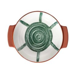 Pomax Saladiers / Plats A Servir | Mykonos - Plat A Four/Bol - Porcelaine - Dia 21 X H 5,5 Cm - Vert