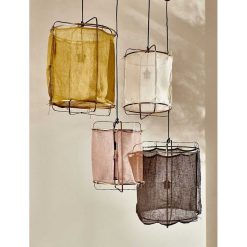 Pomax Suspensions | Grisha - Lampe Suspendue - Lin / Metal - Dia 38 X H 50 Cm - Noir