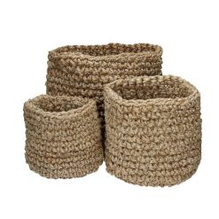 Pomax Bols & Paniers | Nourio - Set/3 Paniers - Jute - Dia 22/27/32 X H 22/27/32 Cm