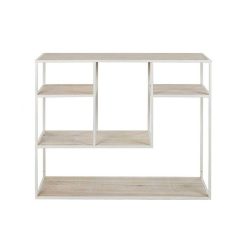 Pomax Etageres | Eszential - Etagere - Bois De Pin - Metal - L 100 X W 30 X H 80 Cm - Naturel/Blanc