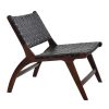 Pomax Canapes | Aosta - Chaise Relax - Cuir De Buffle / Bois D'Acacia - L 65 X W 76 X H 70 Cm - Noir