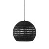 Pomax Suspensions | Rota - Lampe Suspendue - Rotin / Bois - Dia 49 X H 41 Cm - Noir