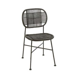 Pomax Chaises | Geneva - Chaise - Rotin / Metal - L 51,5 X W 43,5 X H 83 Cm - Noir